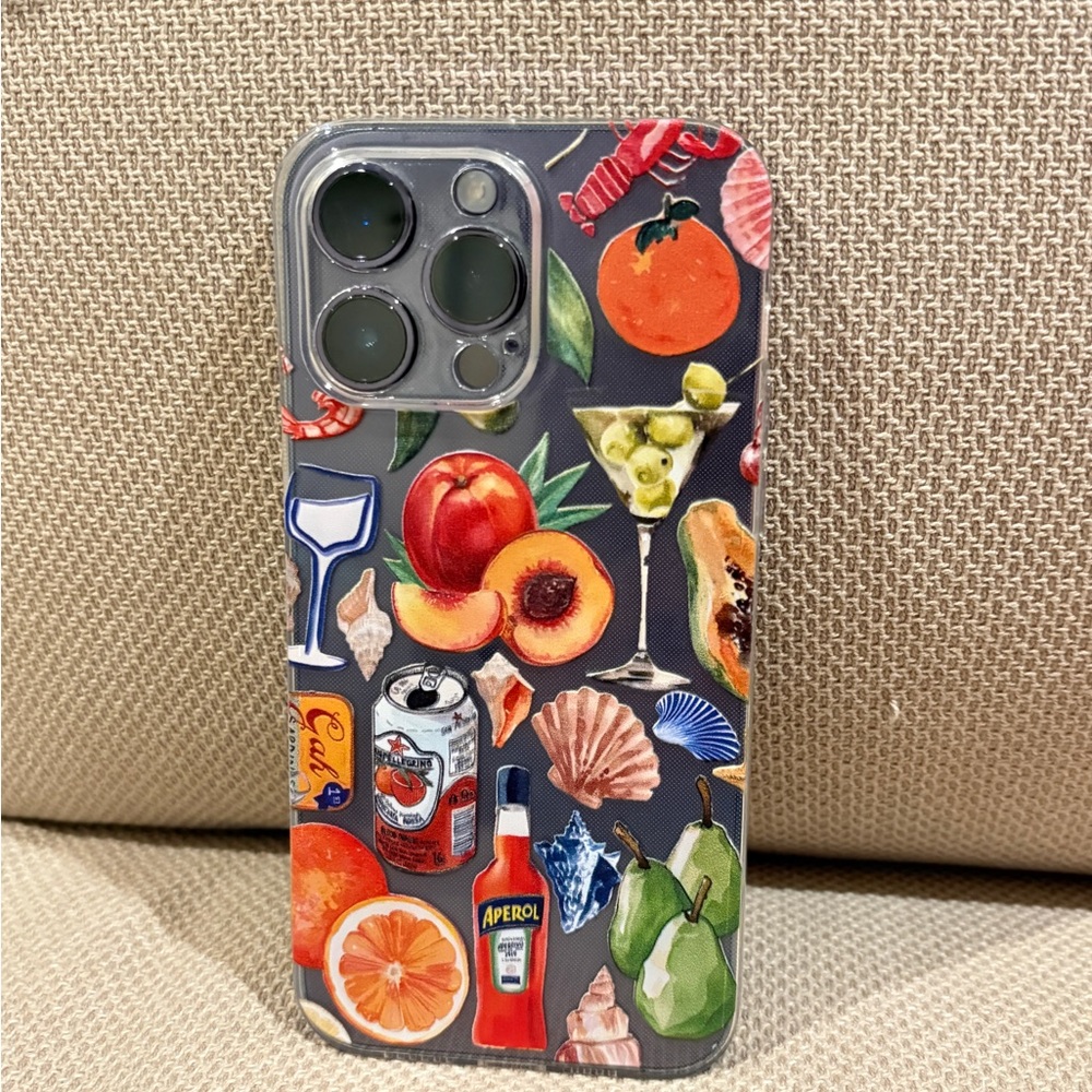Adorable Phone Case with Fruit and Drink Design on a clear case Summer Vibes